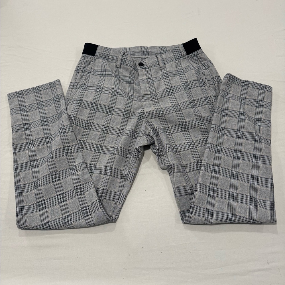 Zara Men’s Black and Gray Checkered Trousers
